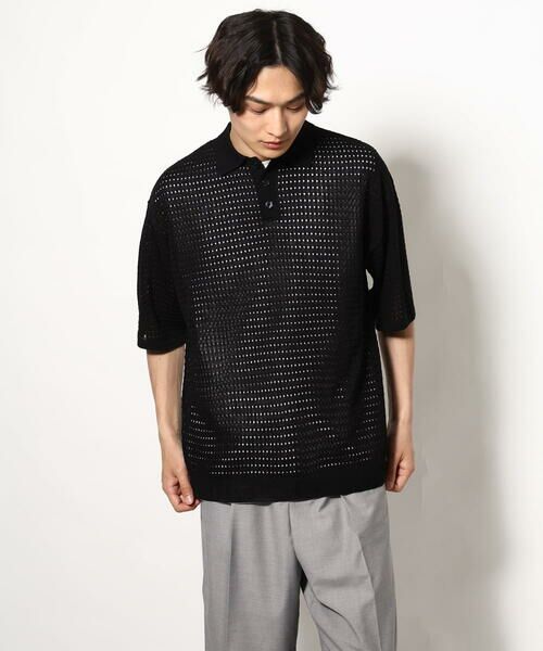 a.v.v / アー・ヴェ・ヴェ ニット・セーター | 【洗濯機で洗える】メッシュ編みワイドシルエットニットポロ ５分袖 | 詳細6