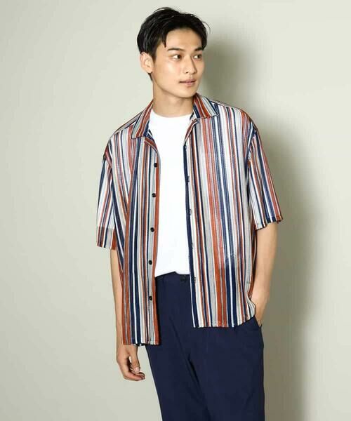 a.v.v / アー・ヴェ・ヴェ シャツ・ブラウス | 【洗濯機で洗える】マルチストライプ柄レースオープンカラーシャツ 5分袖 | 詳細11