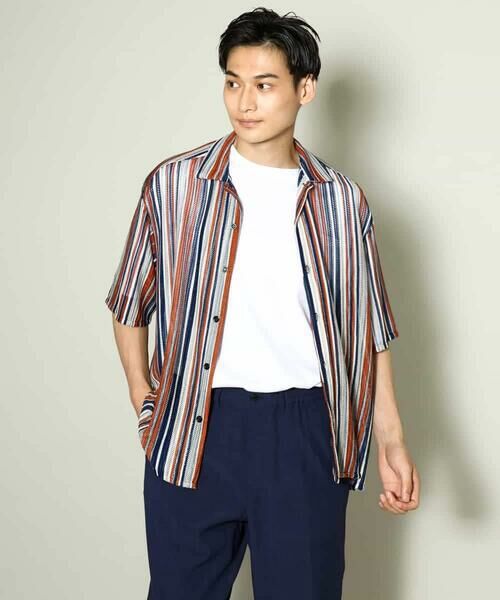 a.v.v / アー・ヴェ・ヴェ シャツ・ブラウス | 【洗濯機で洗える】マルチストライプ柄レースオープンカラーシャツ 5分袖 | 詳細12