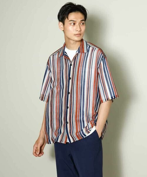 a.v.v / アー・ヴェ・ヴェ シャツ・ブラウス | 【洗濯機で洗える】マルチストライプ柄レースオープンカラーシャツ 5分袖 | 詳細13