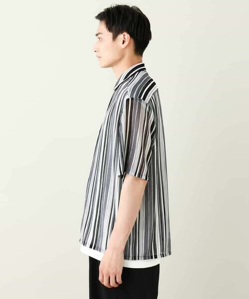 a.v.v / アー・ヴェ・ヴェ シャツ・ブラウス | 【洗濯機で洗える】マルチストライプ柄レースオープンカラーシャツ 5分袖 | 詳細19