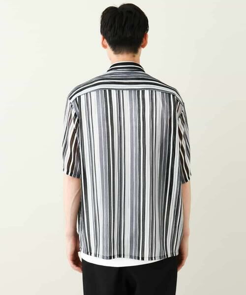 a.v.v / アー・ヴェ・ヴェ シャツ・ブラウス | 【洗濯機で洗える】マルチストライプ柄レースオープンカラーシャツ 5分袖 | 詳細20