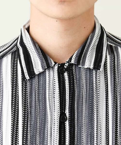 a.v.v / アー・ヴェ・ヴェ シャツ・ブラウス | 【洗濯機で洗える】マルチストライプ柄レースオープンカラーシャツ 5分袖 | 詳細21
