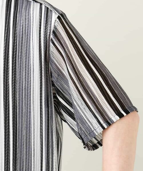 a.v.v / アー・ヴェ・ヴェ シャツ・ブラウス | 【洗濯機で洗える】マルチストライプ柄レースオープンカラーシャツ 5分袖 | 詳細22
