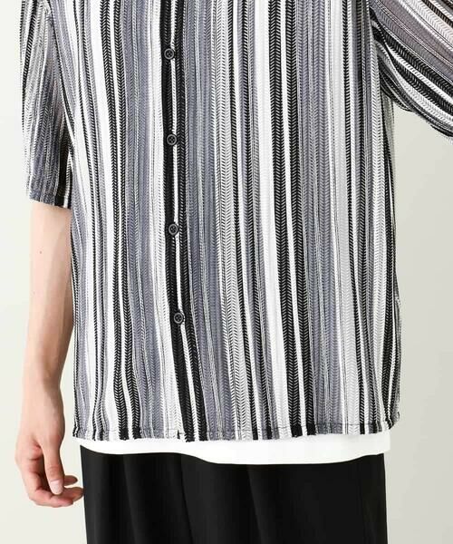 a.v.v / アー・ヴェ・ヴェ シャツ・ブラウス | 【洗濯機で洗える】マルチストライプ柄レースオープンカラーシャツ 5分袖 | 詳細23