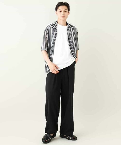 a.v.v / アー・ヴェ・ヴェ シャツ・ブラウス | 【洗濯機で洗える】マルチストライプ柄レースオープンカラーシャツ 5分袖 | 詳細3