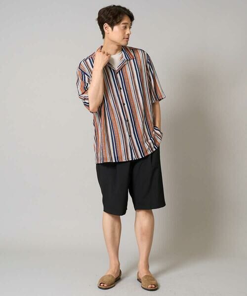 a.v.v / アー・ヴェ・ヴェ シャツ・ブラウス | 【洗濯機で洗える】マルチストライプ柄レースオープンカラーシャツ 5分袖 | 詳細6