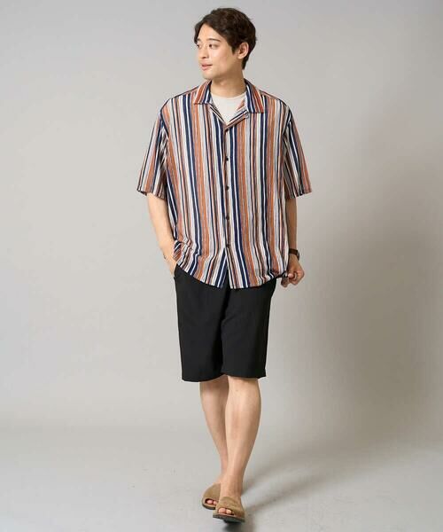 a.v.v / アー・ヴェ・ヴェ シャツ・ブラウス | 【洗濯機で洗える】マルチストライプ柄レースオープンカラーシャツ 5分袖 | 詳細7