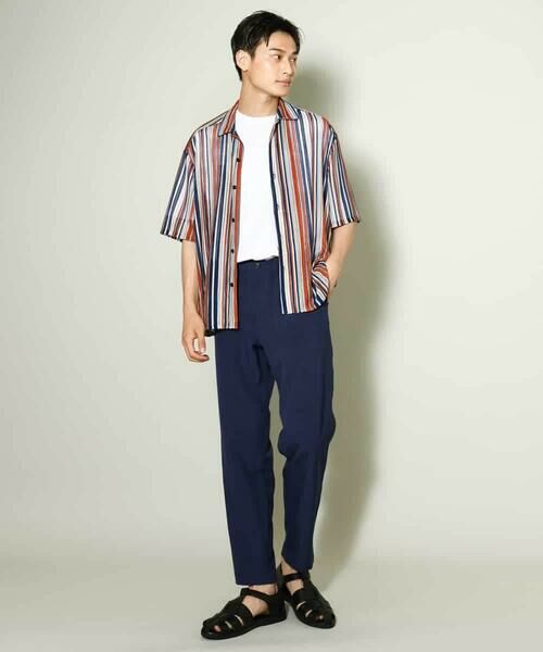 a.v.v / アー・ヴェ・ヴェ シャツ・ブラウス | 【洗濯機で洗える】マルチストライプ柄レースオープンカラーシャツ 5分袖 | 詳細8