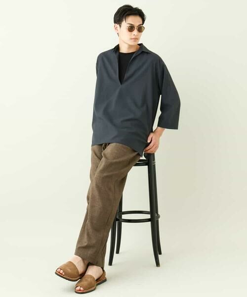 a.v.v / アー・ヴェ・ヴェ チノ・ワークパンツ | 【イージーケア】麻調メランジ1タックイージーパンツ | 詳細12
