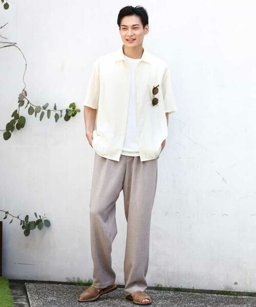 a.v.v / アー・ヴェ・ヴェ チノ・ワークパンツ | 【イージーケア】麻調メランジ1タックイージーパンツ | 詳細14