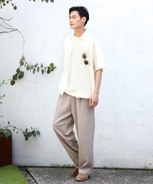 a.v.v / アー・ヴェ・ヴェ チノ・ワークパンツ | 【イージーケア】麻調メランジ1タックイージーパンツ | 詳細15