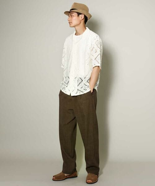 a.v.v / アー・ヴェ・ヴェ チノ・ワークパンツ | 【イージーケア】麻調メランジ1タックイージーパンツ | 詳細7