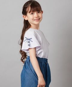 [100-130]【WEB限定】袖レースアップリボンＴシャツ