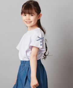 [140-150]【WEB限定】袖レースアップリボンＴシャツ