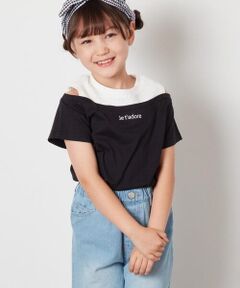 [100-130]【接触冷感】レイヤード風オフショルTシャツ