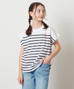 [140-150]ワンポイント刺繍ボーダーTシャツ