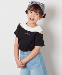 [160]【接触冷感】レイヤード風オフショルTシャツ