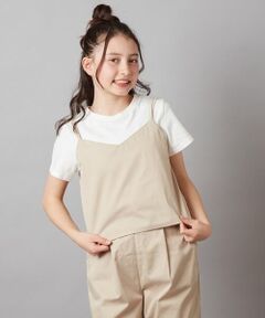 [160]【2点セット】キャミドッキングTシャツ＆パンツセットアップ