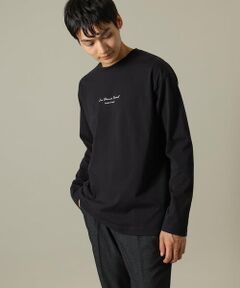 【ヤングトレンド/ユニセックス】ミニロゴセミワイドシルエットロングTシャツ