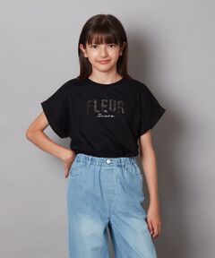 a.v.v / アー・ヴェ・ヴェ カットソー | 【毛玉になりにくい/安心の綿100％/イージーケア】[100-130]オーロラスパンコールロゴTシャツ