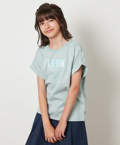 a.v.v / アー・ヴェ・ヴェ カットソー | 【毛玉になりにくい/安心の綿100％/イージーケア】[100-130]オーロラスパンコールロゴTシャツ | 詳細11