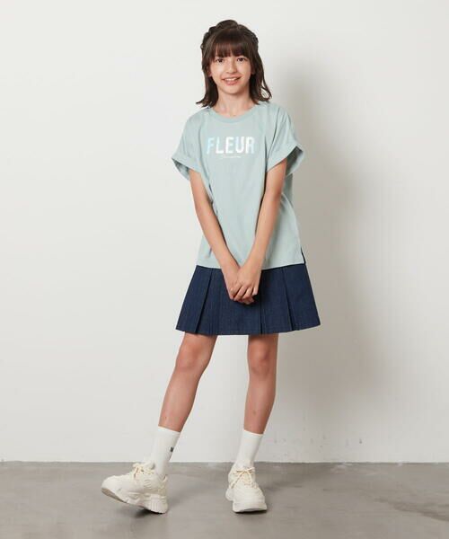 a.v.v / アー・ヴェ・ヴェ カットソー | 【毛玉になりにくい/安心の綿100％/イージーケア】[100-130]オーロラスパンコールロゴTシャツ | 詳細14