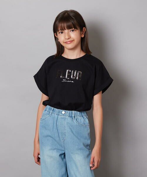 a.v.v / アー・ヴェ・ヴェ カットソー | 【毛玉になりにくい/安心の綿100％/イージーケア】[100-130]オーロラスパンコールロゴTシャツ | 詳細21