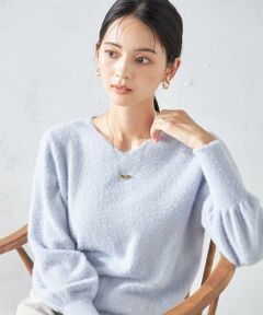 【洗える】ヘアリーラメＶネックニット