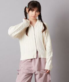 [140-150]襟付きダブルジップデザインニット