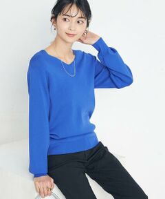 a.v.v / アー・ヴェ・ヴェ ニット・セーター | 【洗える/UVカット】Vネックパフスリーブニット