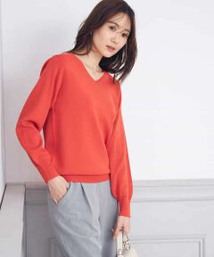 a.v.v / アー・ヴェ・ヴェ ニット・セーター | 【洗える/UVカット/WEB限定カラー】Vネックパフスリーブ美ラクるニット