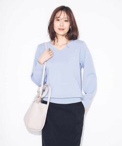 a.v.v / アー・ヴェ・ヴェ ニット・セーター | 【洗える/UVカット/WEB限定カラー】Vネックパフスリーブ美ラクるニット