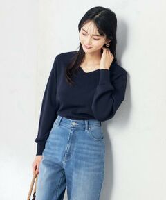 a.v.v / アー・ヴェ・ヴェ ニット・セーター | 【洗える/UVカット/WEB限定カラー】Vネックパフスリーブ美ラクるニット