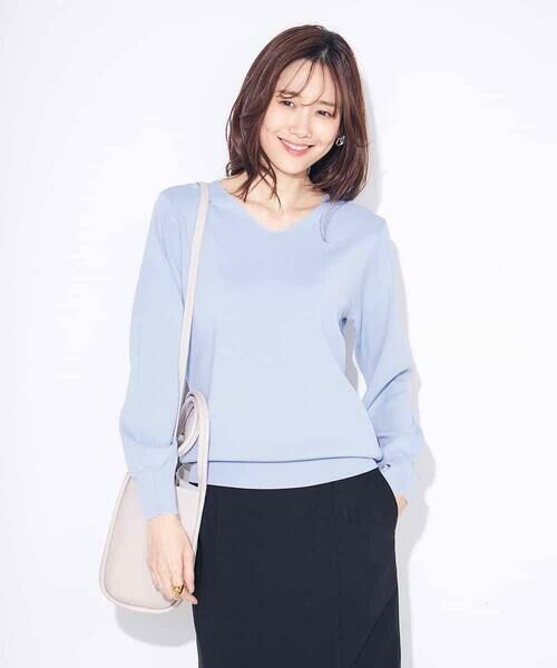 a.v.v / アー・ヴェ・ヴェ ニット・セーター | 【洗える/UVカット/WEB限定カラー】Vネックパフスリーブ美ラクるニット | 詳細10