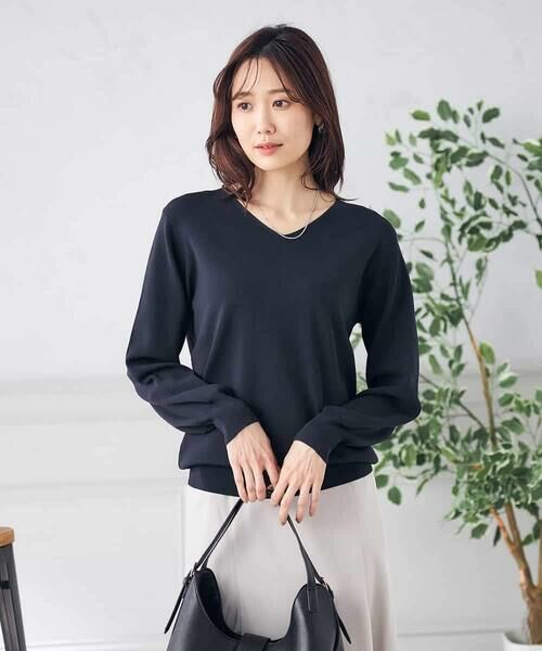 a.v.v / アー・ヴェ・ヴェ ニット・セーター | 【洗える/UVカット/WEB限定カラー】Vネックパフスリーブ美ラクるニット | 詳細20