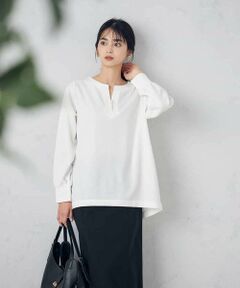 a.v.v / アー・ヴェ・ヴェ カットソー | パール調付スリットネックトップス