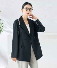 a.v.v / アー・ヴェ・ヴェ テーラードジャケット | 【洗える/ストレッチ/UVカット】麻調ストレッチダブルブレストジャケット