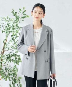 a.v.v / アー・ヴェ・ヴェ テーラードジャケット | 【洗える/ストレッチ/UVカット】麻調ストレッチダブルブレストジャケット