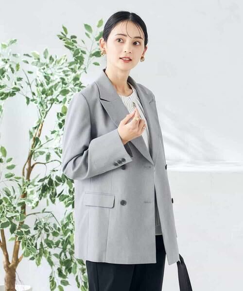 a.v.v / アー・ヴェ・ヴェ テーラードジャケット | 【洗える/ストレッチ/UVカット】麻調ストレッチダブルブレストジャケット | 詳細11