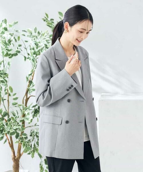 a.v.v / アー・ヴェ・ヴェ テーラードジャケット | 【洗える/ストレッチ/UVカット】麻調ストレッチダブルブレストジャケット | 詳細12