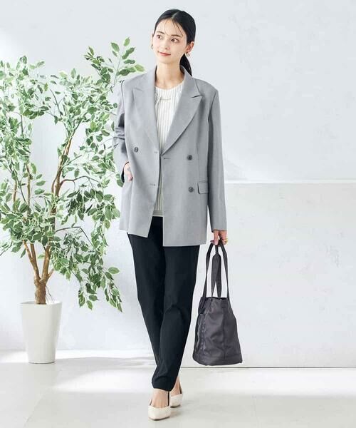 a.v.v / アー・ヴェ・ヴェ テーラードジャケット | 【洗える/ストレッチ/UVカット】麻調ストレッチダブルブレストジャケット | 詳細13