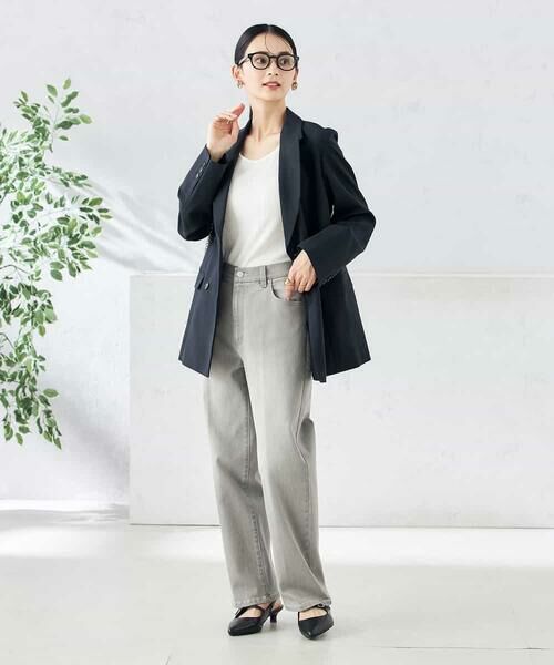 a.v.v / アー・ヴェ・ヴェ テーラードジャケット | 【洗える/ストレッチ/UVカット】麻調ストレッチダブルブレストジャケット | 詳細3