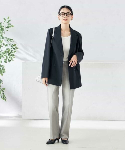 a.v.v / アー・ヴェ・ヴェ テーラードジャケット | 【洗える/ストレッチ/UVカット】麻調ストレッチダブルブレストジャケット | 詳細4