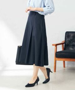 a.v.v / アー・ヴェ・ヴェ ミニ・ひざ丈スカート | 【洗える/ストレッチ/UVカット】麻調ストレッチフレアスカート