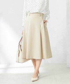 a.v.v / アー・ヴェ・ヴェ ミニ・ひざ丈スカート | 【洗える/ストレッチ/UVカット】麻調ストレッチフレアスカート