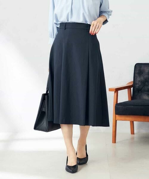 a.v.v / アー・ヴェ・ヴェ ミニ・ひざ丈スカート | 【洗える/ストレッチ/UVカット】麻調ストレッチフレアスカート | 詳細2