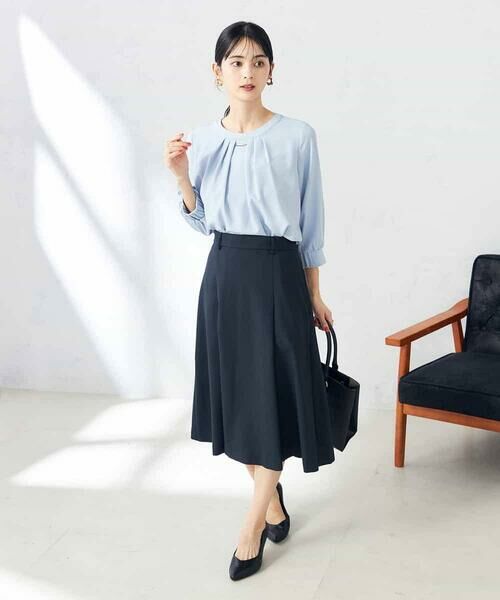 a.v.v / アー・ヴェ・ヴェ ミニ・ひざ丈スカート | 【洗える/ストレッチ/UVカット】麻調ストレッチフレアスカート | 詳細3