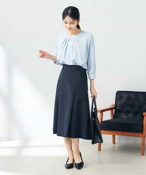 a.v.v / アー・ヴェ・ヴェ ミニ・ひざ丈スカート | 【洗える/ストレッチ/UVカット】麻調ストレッチフレアスカート | 詳細4