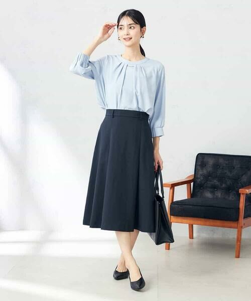 a.v.v / アー・ヴェ・ヴェ ミニ・ひざ丈スカート | 【洗える/ストレッチ/UVカット】麻調ストレッチフレアスカート | 詳細6